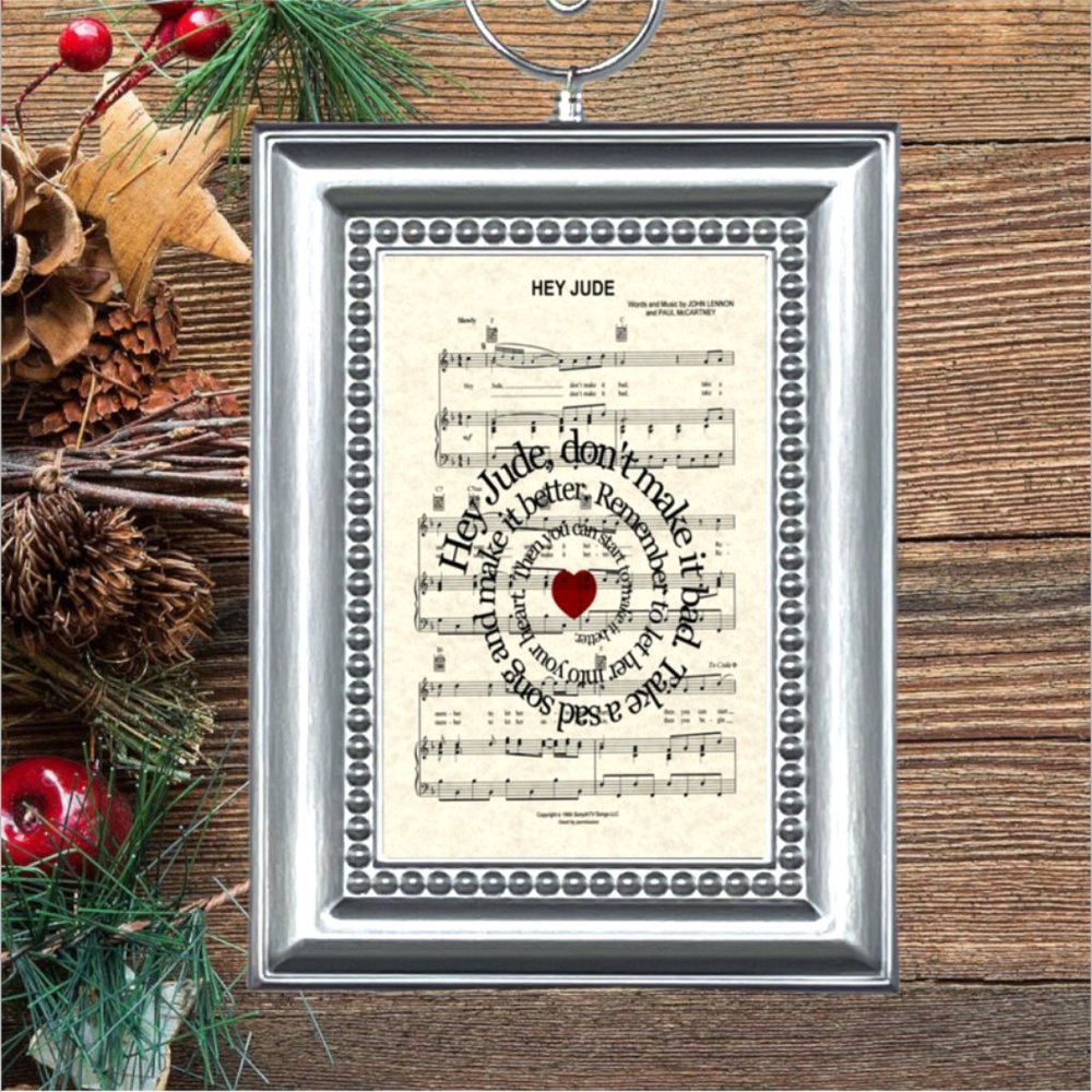 The‎ Beatles Rock Band Hey Jude Sheet Music Christmas Tree Ornament